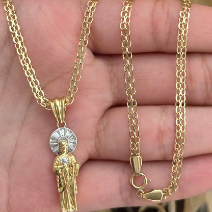 Bismarck Chain with Two-Tone Pendant / 10.23 gr / 60 cm / 3 mm / 18K Italian Gold