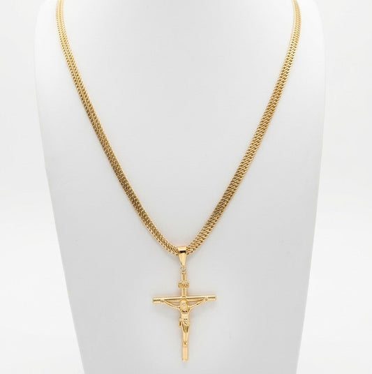 Sedusa Chain with Cross Pendant / 9.8 gr / 60 cm / 5 mm / 18K Italian Gold