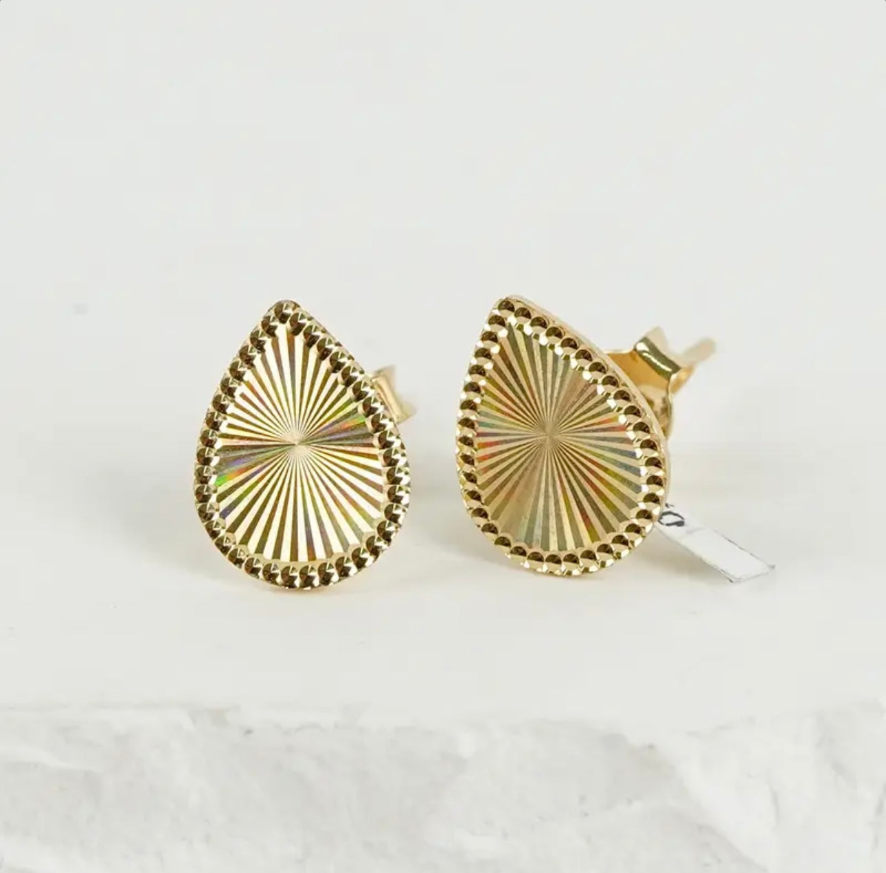 DIAMOND CUT TEARDROP EARRING