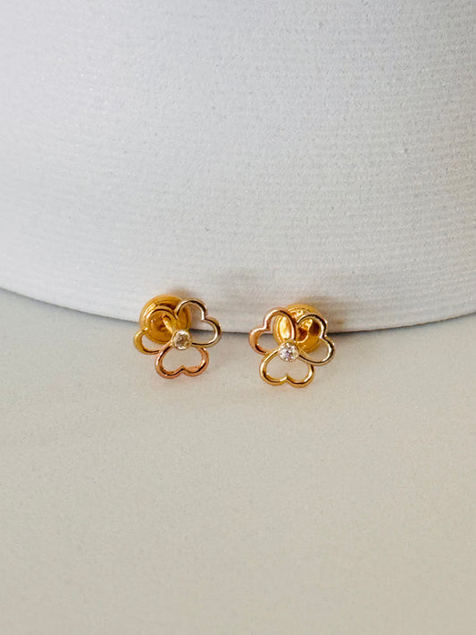 TRI-GOLD THERR   HEARDTS  EARRINGS