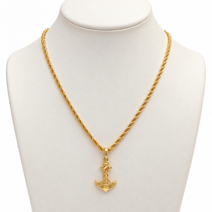 Rope Chain With Pendant/ 6.77g/ 60cm/ 3mm/ 18K Italian Gold