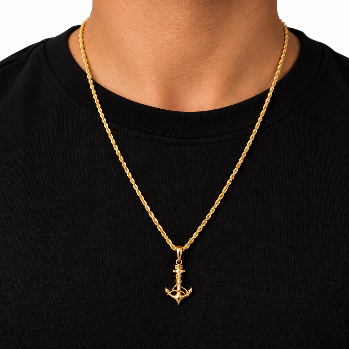 Rope Chain With Pendant/ 6.77g/ 60cm/ 3mm/ 18K Italian Gold