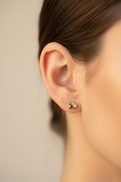 Modelo usando arete UNICORN - fotografía profesional