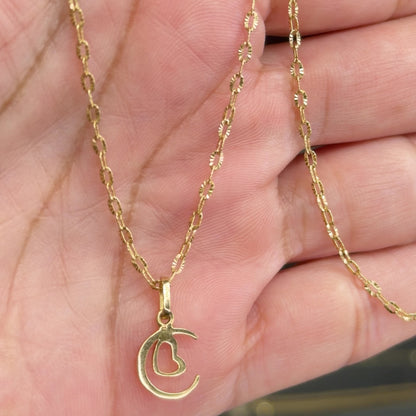 Forzatina Chain with Moon Heart Pendant / 2.45 g / 45 cm / 2 mm / 18K Italian Gold