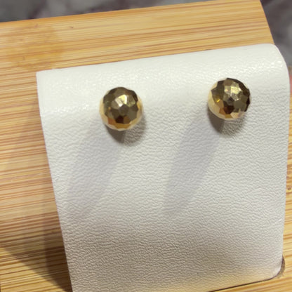 Diamond-Cut Ball Stud Earrings/ 1.01gr / 5mm / 18K Italian Gold