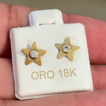 STAR AERRINGS / 0.56gr / 5mm /18K ITALIAN GOLD
