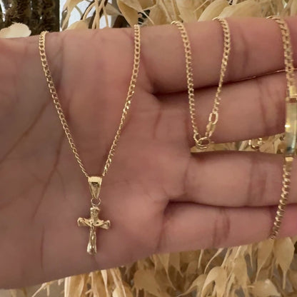 Crucifix Necklace and ID Bracelet Set  / Chain 1.32 gr / 50 cm / Pendant 0.50 gr / Bracelet 1.72 gr / 18K Italian Gold
