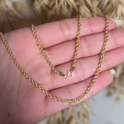 Cadena de Cuerda / 2.83 gr / 50 cm / 2 mm / Oro italiano de 18K
