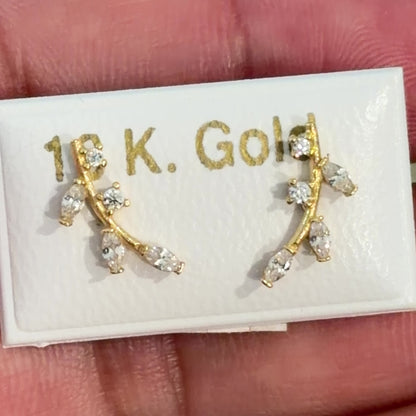Leaf Cluster Stud Earrings/ 0.73g/ 2mm/ Gold 18K