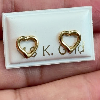 HEART OUTLINE EARRINGS / 0.9gr / 7 MM / GOLD 18K