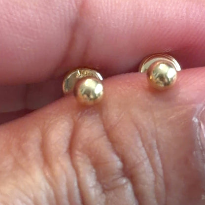 Ball Stud Earrings / No.3 / 3 mm / 18K Gold