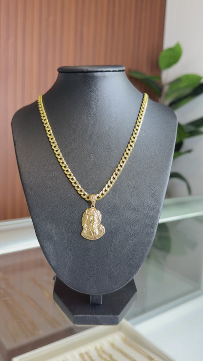 CUBAN LINK CHAIN WHIT PENDANT / 16.67g/ 60cm/ 5mm/ 18k ITALIAN GOLD