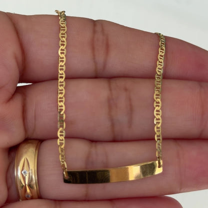 Pulsera Bebé Lisa Con Placa Para Nombre / 1.9g/ 17.5cm/ 2mm/ Oro Italiano 18K