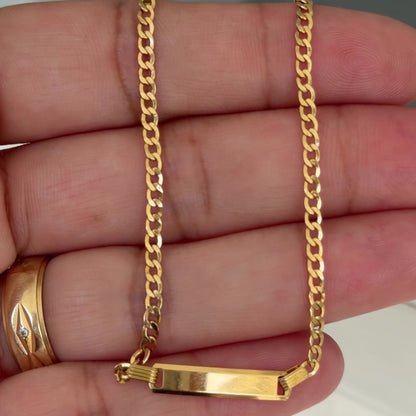 PULSERA CUBANA DE BEBÉ CON PLACA DE NOMBRE