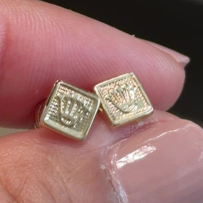 Small Square Rx Earrings / 0.65 gr / 6 mm / Gold 18K