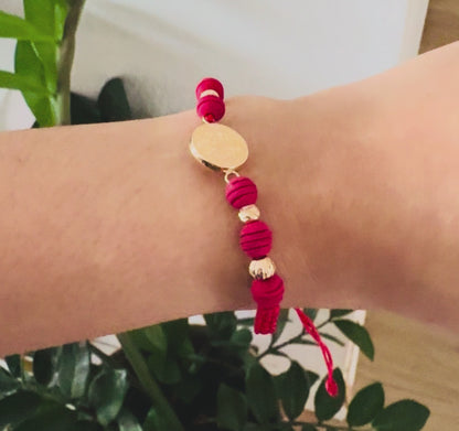 Red San Benito Macramé Bracelet in 18K Gold