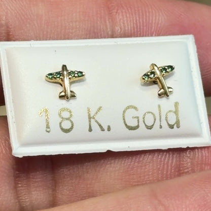 AIRPLANE STUD EARRINGS / 0.7gr / 3mm / GOLD 18K