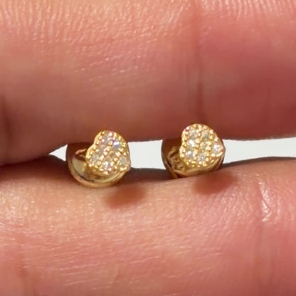 Mini Pendientes de Corazón con Piedras / 0.52g / 3mm / Oro 18K