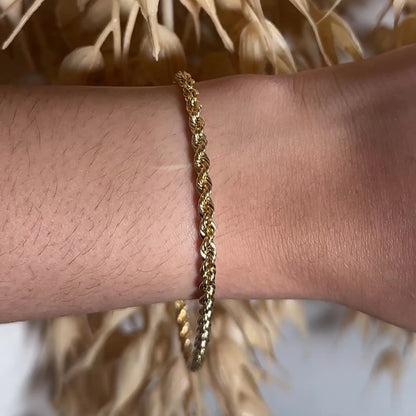 Rope Bracelet / 2.9 gr / 19.5 cm / 4 mm / 18K Italian Gold