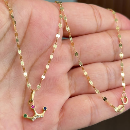 Mirror Flower Chain/ With Pendant/1.9g/ 50cm/ 1.5mm/ 18K Italian Gold