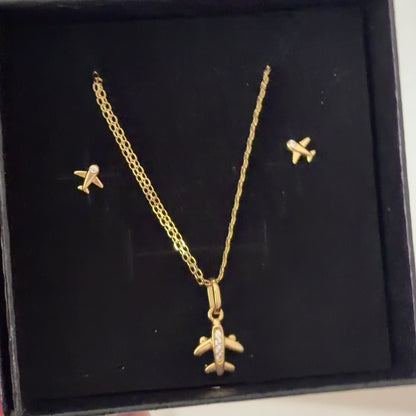 Chain, Pendant & Earrings Set/ 3.11g/ 50cm/ Earrings /0.57 /18K Gold