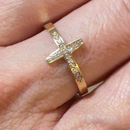 Cross Ring / 1.4 gr / Size 6 1/2 / 18K Italian Gold