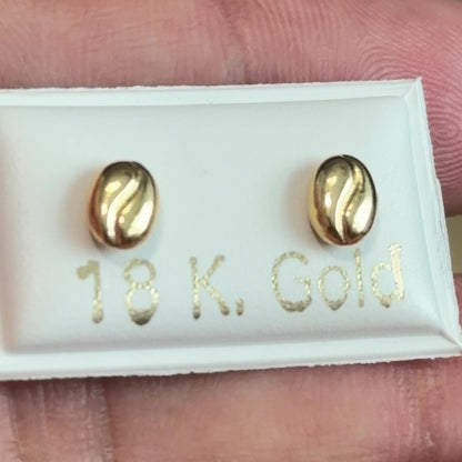 Coffee Bean Earrings / 4mm/ Gold 18K