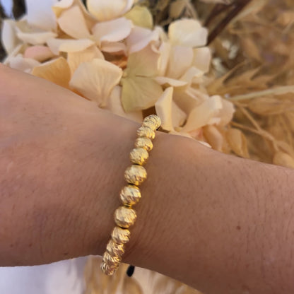 Pulsera con Cuentas de Oro / 2.5 gr / 5, 6, 8 mm
