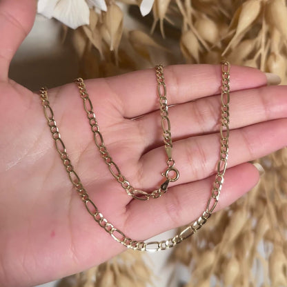 Figaro Chain / 4.1 gr / 60 cm / 3 mm / 18K Italian Gold