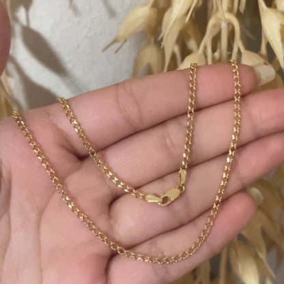 Solid Cuban Link Chain / 6.38 gr / 45 cm / 2 mm / 18K Italian Gold