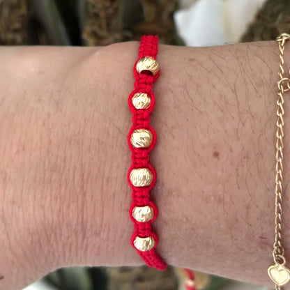 Pulsera con Cuentas de Oro / 0.6 gr / 5 mm / Oro 18K