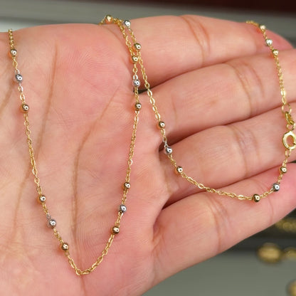 Tri-Color Gold Roll-On Chain/ 3.1 g/ 40 cm/ 2 mm/ 18K Italian Gold