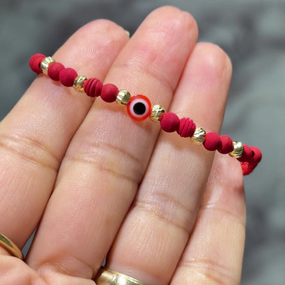 Baby Macramé Evil Eye Bracelet with 18K Gold Beads