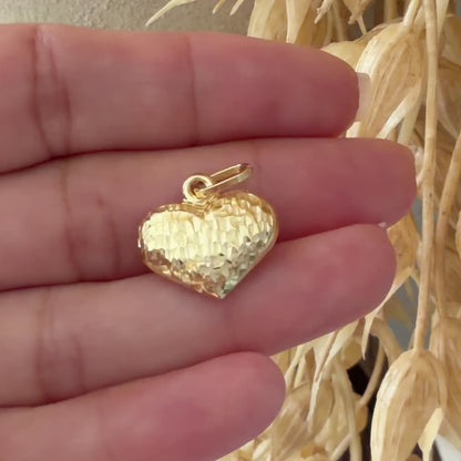 Diamond-Cut Puffy Heart Pendant 1.33gr / 2cm / 18K Italian Gold