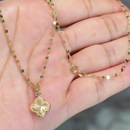 Flower Mirror Chain With Clover Pendant/ 1.6g/ 45cm