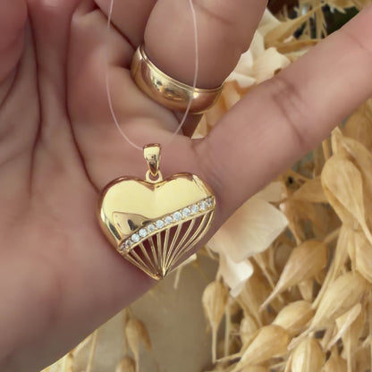 Reversible Heart Pendant/ 2.72gr / 2cm / 18K Italian Gold