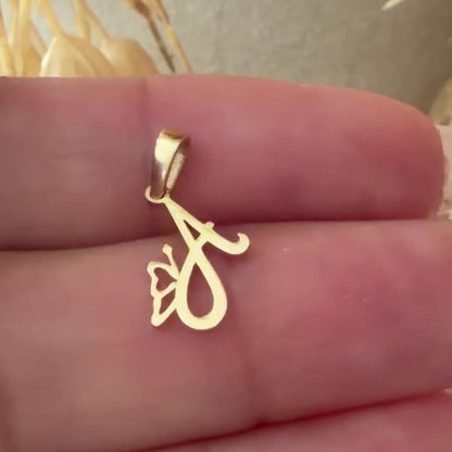 Initial A Butterfly Pendant/ 0.65 gr / 1.8cm / 18K Italian Gold