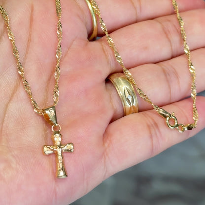 SINGAPUR CHAIN WITH PENDANT/ 2.06g/ 45cm / 2mm/ 18k ITALIAN GOLD