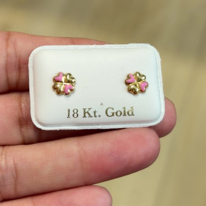 FLOWER HEART EARRINGS / 6 MM / 18K ITALIAN GOLD