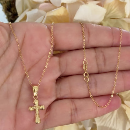 Forzatina Chain with Cross Pendant / 1.73 gr / 50 cm / 1.3 mm / 18K Italian Gold
