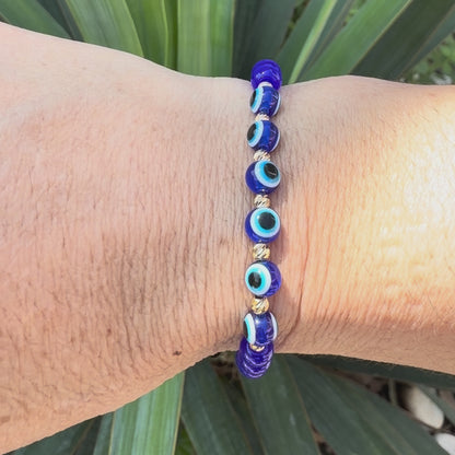 PULSERA ELÁSTICA AZUL CON OJO TURCO
