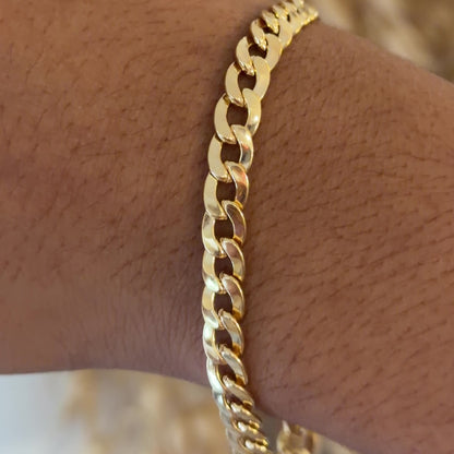Pulsera Cubana / 8.77 gr / 20.5 cm / 6 mm / Oro italiano de 18K