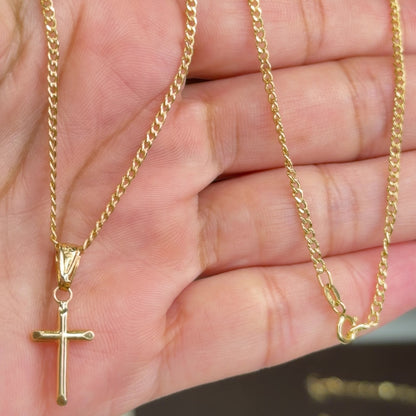 Mini Cuban Chain With Pendant / 2.3g/ 50cm/ 1mm/ 18K Italian Gold