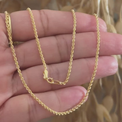 Mini Rope Chain / 1.7 gr / 50 cm / 2 mm / 18K Italian Gold