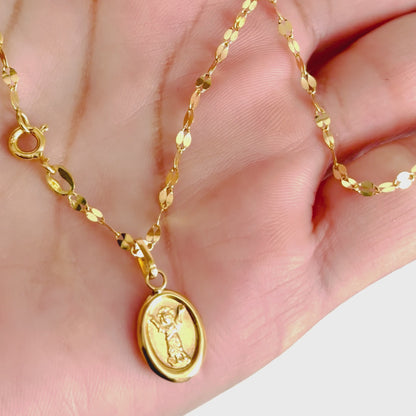 MIRROR FLOWER CHAIN WITH OUR LADY OF DIVINO NIÑO PENDANT