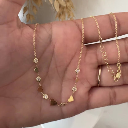 Adjustable Minimal Heart Chain /2.88g/ 45cm/ 1mm/ 18K Italian Gold