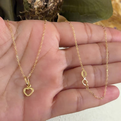 Forzatina Chain with Heart Pendant / 1.54 gr / 45 cm / 1 mm / 18K Italian Gold