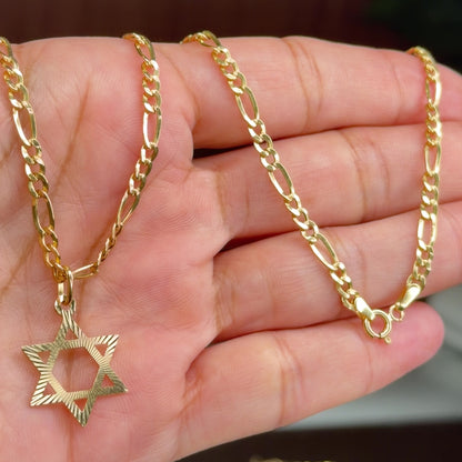 Figaro Chain Whit Pendant / 4.65g/ 45cm/ 3mm/ 18K Italian Gold
