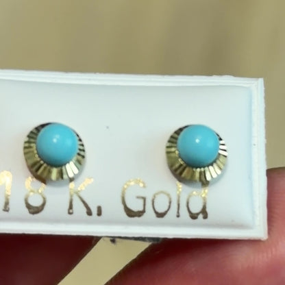 BABY TURQUOISE EARRINGS / 0.65gr / 5 MM / 18K ITALIAN GOLD