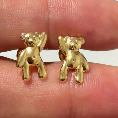 Pendientes de Oso Grandes /0.9g / 8mm / Oro de 18K